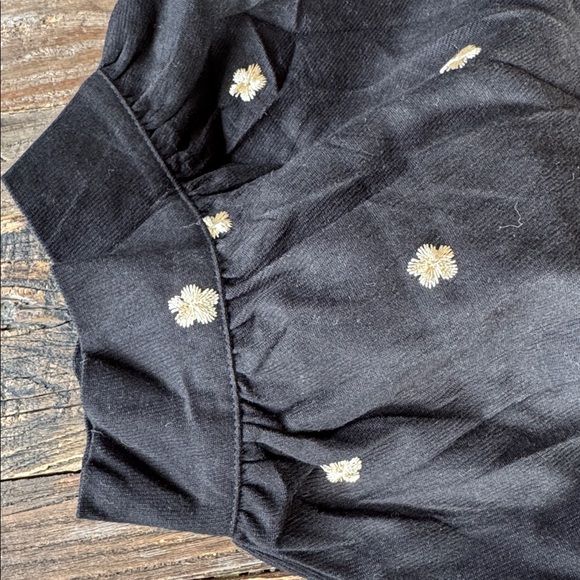 Entro black babydoll mini gold embroidered flowered poof sleeves NWOT size XL - Picture 5 of 9